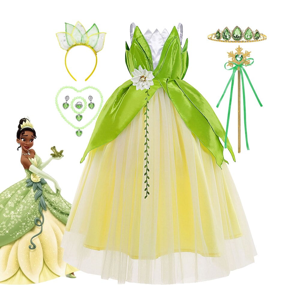 Costume Dress Fantasia Princesa Tiana Disney Vestuario De La
