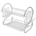 Mighty Rock Stainless Steel 2Tier Dish Drying Rack with Large Capacity and Plate Counter