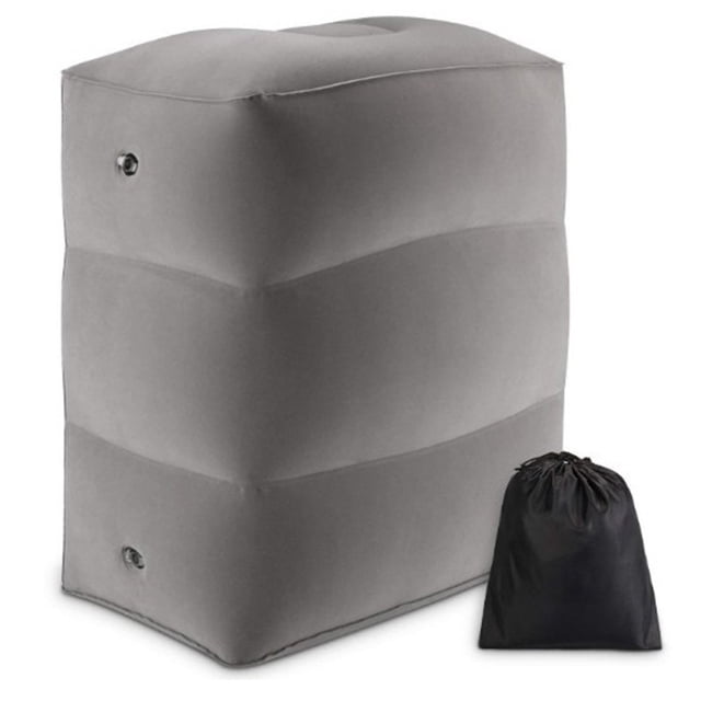 Soidarity Vuelo reposapiés para dormir almohada de tres capas inflable flocado reposapiés estera portátil reposapiés almohada almohadilla para viaje Kits de desorden para acampar gris oscuro Soidarity OD2560-02B