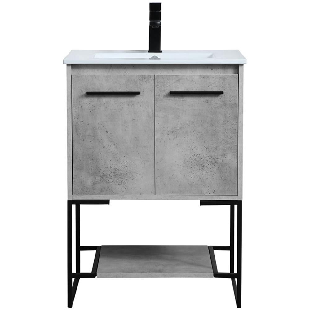 24 inch Single Bathroom Vanity in Concrete Grey