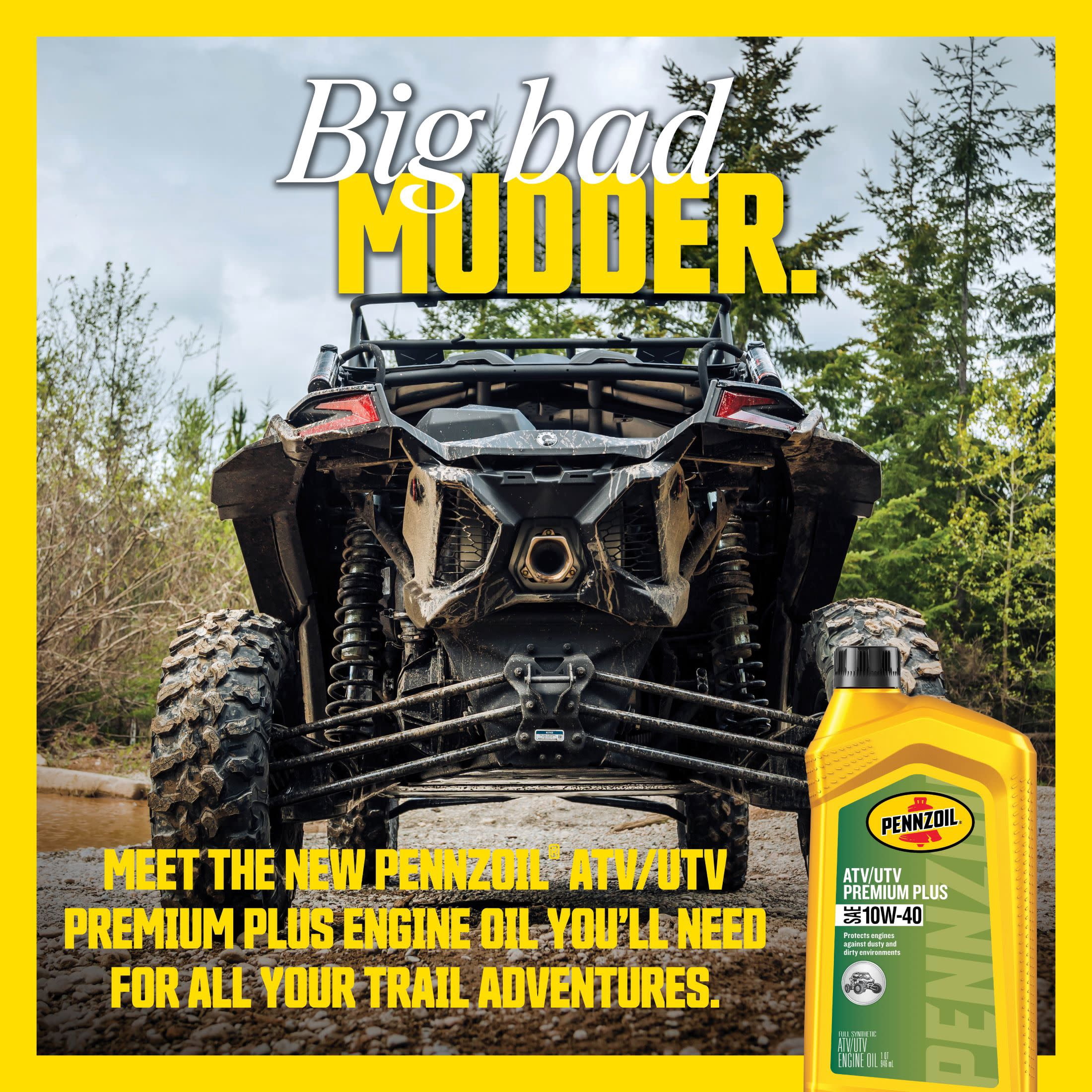 Pennzoil Premium Plus Full Synthetic ATV/ UTV 10W-40 Motor Oil, 1 Quart