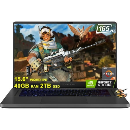 Asus ROG Zephyrus G15 Gaming Laptop 15.6" WQHD IPS 165Hz (100% DCI-P3) AMD Octa-Core Ryzen 9 6900HS (>i7-11370H) 40GB RAM 2TB SSD GeForce RTX 3060 6GB Graphic USB-C Backlit Win11 Black + HDMI Cable