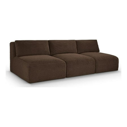 Meridian Furniture 3-Piece Brown Corduroy Performance Fabric Modular Sofa