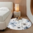 thumbnail image 2 of Round Rugs 5Ft, Blue Grey Spring Floral Round Area Rug Washable Indoor Throw Carpet, Summer Flowers Botanical Soft Non Slip Circle Rug for Cabinet Bathroom Home Decor Aesthetic, 2 of 8