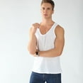 thumbnail image 2 of SWSMCLT Men's Plus Size Tank Top Workout Casual Spandex Thin Cozy Summer Stretchy Top Sleeveless Vest Cotton White Small, 2 of 4