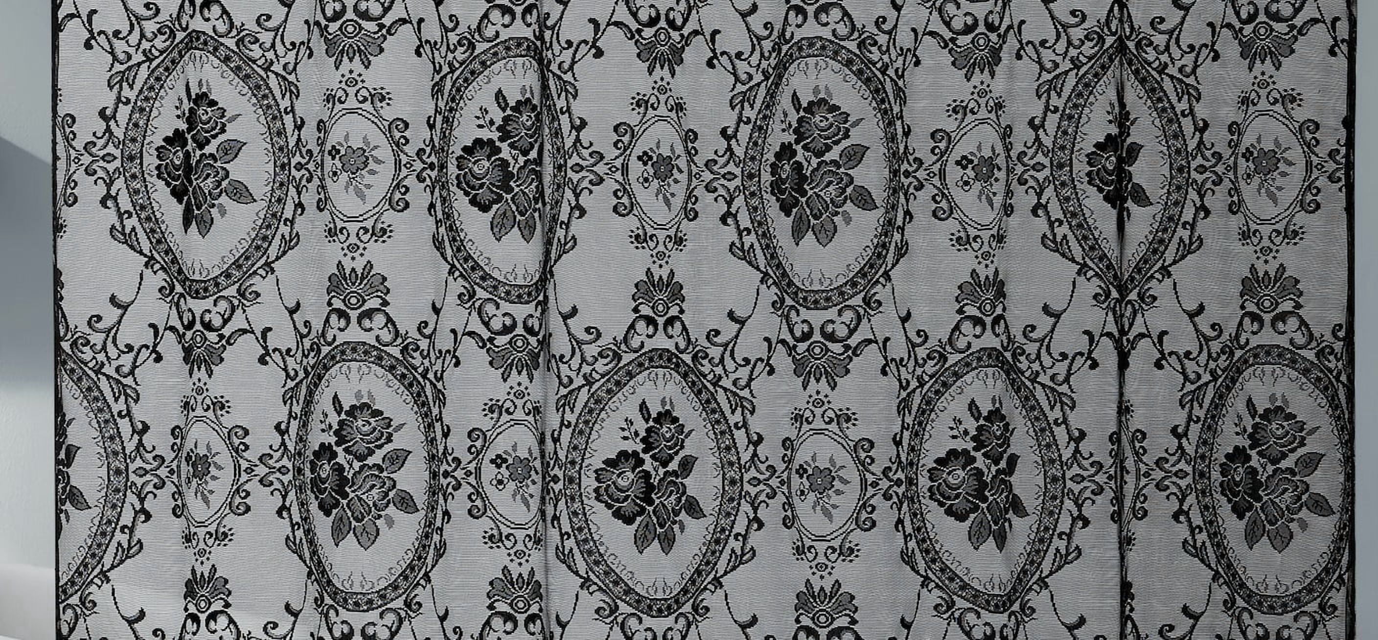 84 Inch Black Gothic Vintage Shower Curtain with Matching Valance. SH Black 84