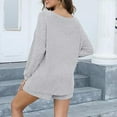 thumbnail image 4 of Yesfashion Womens Waffle Knit Pajama Sets Long Sleeve Top and Shorts Matching Lounge Set Loungewear Sweatsuit with Pockets, 4 of 5
