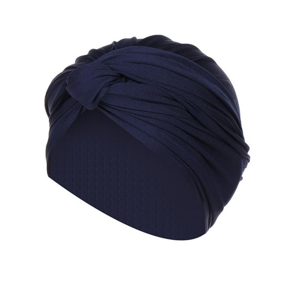 Weikingp Clearance! Headbands for Women, Women Solid Hat Muslim Ruffle Turban Wrap Scarf Cap, Bandanas for Women, Bandanas for Men Navy