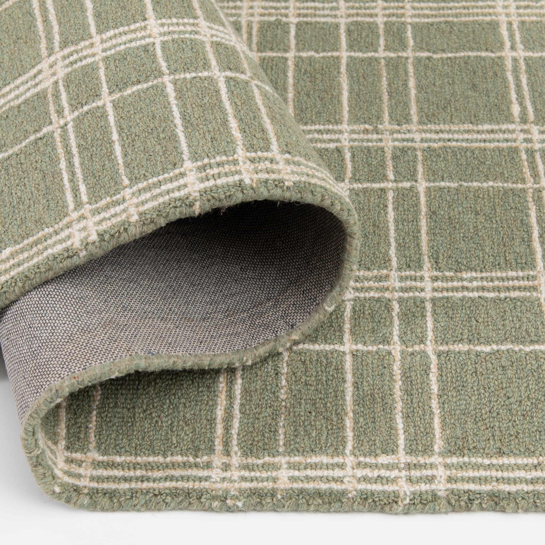 Better Homes & Gardens Lt Green Plaid Wool Indoor Runner Rug, 2'6"x7'