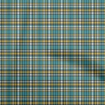 oneOone Cotton Flex Dark Teal Green Fabric Plaid Quilting Supplies Print Sewing Fabric By The Yard 40 Inch Wide
