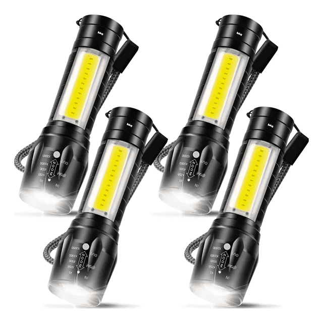 4 pzs Lamparas Tacticas Recargables Led 2000lm Belug, Negro