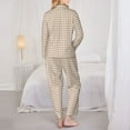 thumbnail image 5 of Bingfone Womens Pajama Sets Brown Gingham Print,Long Sleeve Loungewear Pajamas Set-Small, 5 of 9