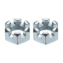 1/2"-20 Hexagon Slotted Nut, Grade 6.8 Carbon Steel Hex Nuts, Silver, 2Pack