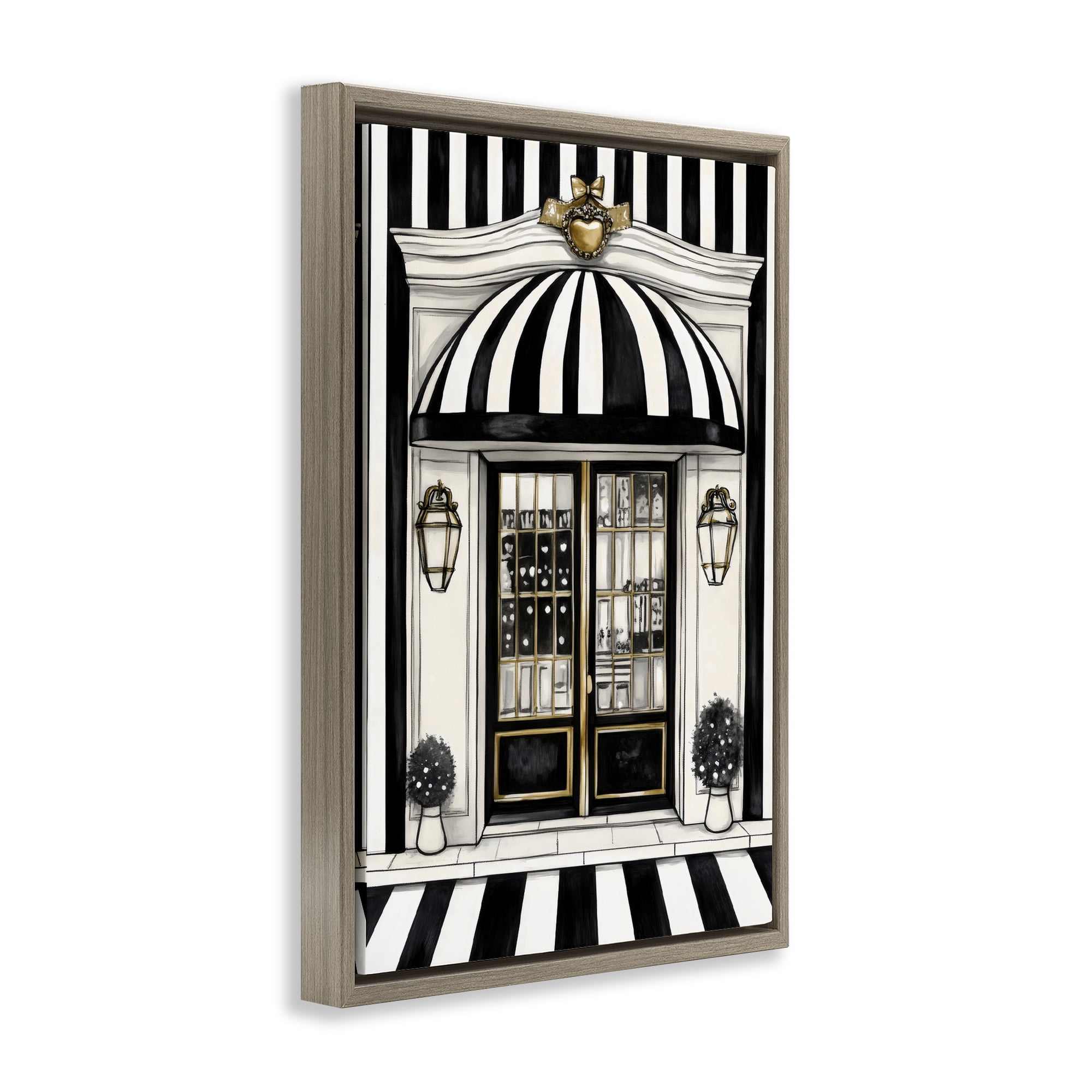 Stupell Industries Paris Storefront Facade Brown Framed Floater Canvas Wall Art, design by Petal Prints Design