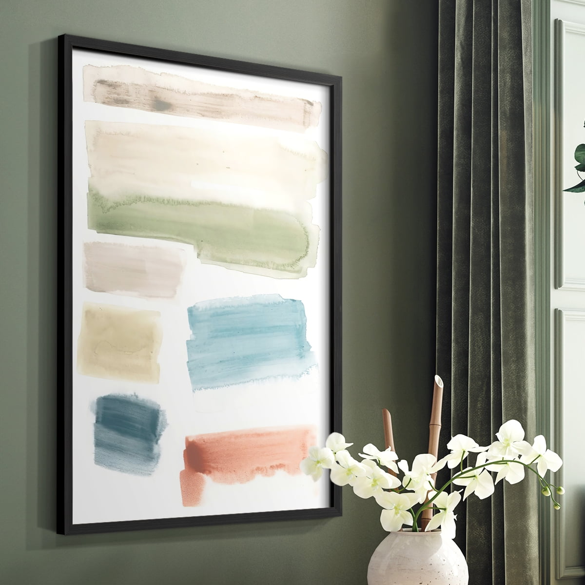 Watercolor Swatches I Framed Print in Black Solid Wood 8 x 10 Framed Print