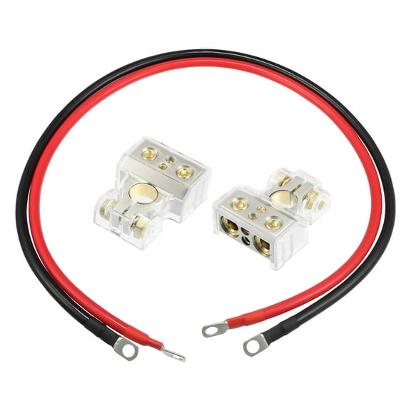 Unique Bargains 1 Set Universal 4 Gauge AWG 3ft Car Battery Cables with Battery Terminal 3/8" in Lugs Black