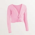 thumbnail image 2 of Hjtefg Girls' Ballet Wrap Sweater - Velvet Long Sleeve Dance Top for Autumn Winter,Color: Pink Size: 3-4 Years, 2 of 3