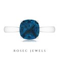 thumbnail image 2 of 2.25 CT Cushion Cut London Blue Topaz Solitaire Ring with Diamond for Women, London Blue Topaz Ring in 4 Prong Setting, 18K White Gold, US 7.75, 2 of 8