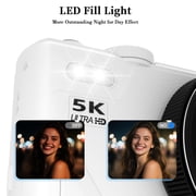 5K 75MP WiFi Vlogging Camera, 180° Flip Screen, 18X Zoom, 2 Batteries,32GB Card,Teens & Beginners