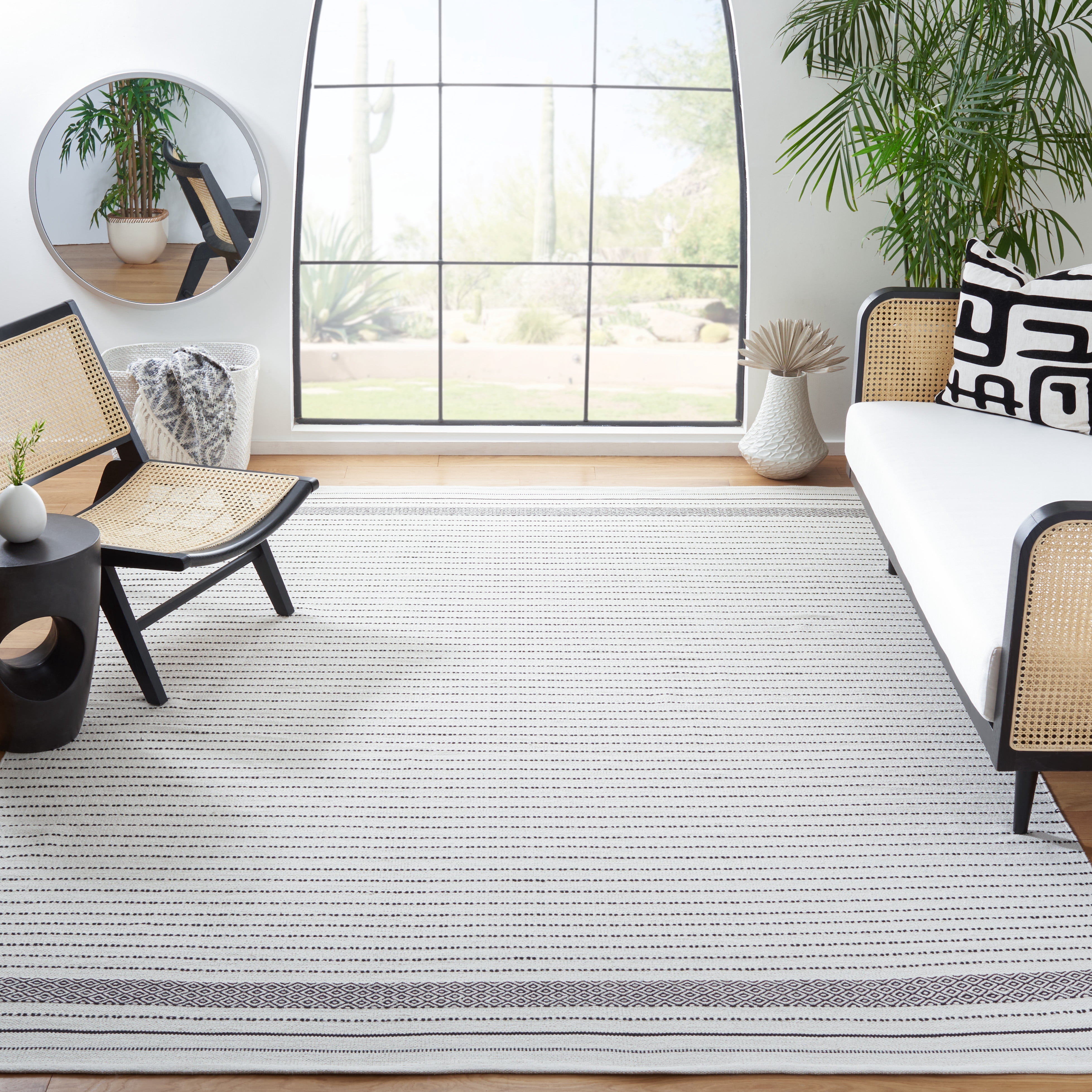 SAFAVIEH Kilim Ksenija Striped Cotton Area Rug, Ivory, 9' x 12'