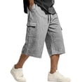 thumbnail image 2 of Dresfit Cargo Shorts Mens Baggy Drawstring Long Shorts 2026 Summer Stretch Athletic Capri Shorts Cropped Loose Lightweight Work Bermuda Shorts L, 2 of 6