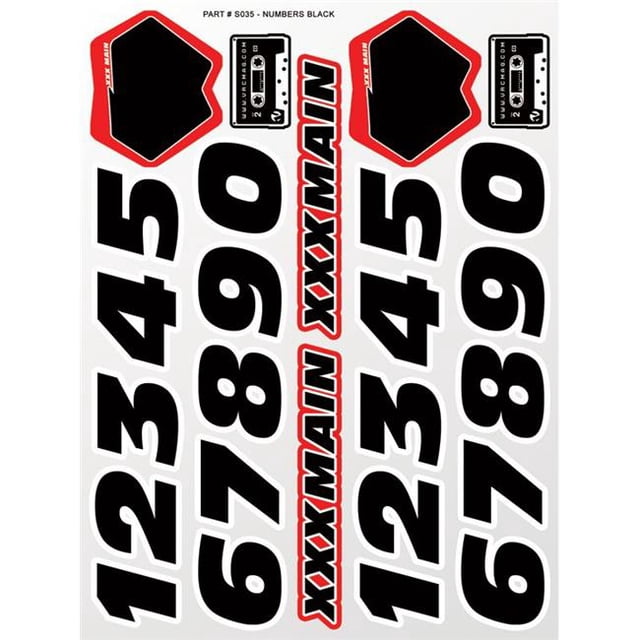 XXX Main Racing XXXS035 Chiffres Feuille Autocollante Noire