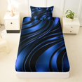 thumbnail image 3 of Castle Fairy 3D Metallic Blue Wave Twin Sheets 3pcs,Curved Glossy Abstract Texture Bedding,Dark Azure,1 Fitted Sheet,1 Flat Sheet and 1 Pillowcase, 3 of 6