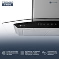 thumbnail image 4 of Campana de cocina 76 cm de pared cristal curvo y acero Inoxidable Fline Tromso 76, 4 of 6