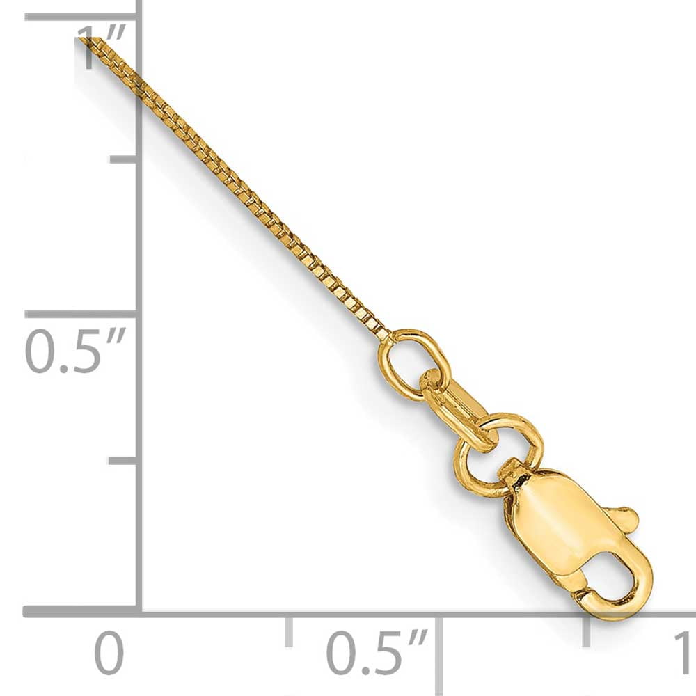Primal Gold 14 Karat Yellow Gold 0.5mm Box with Lobster Clasp Chain Anklet