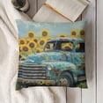 thumbnail image 3 of JRXY Vintage Truck Throw Pillow Covers Abstract Sunflower Spring Farmhouse Natural Country Style Blue Soft Short Plush Washable Living Room Couch Home Sofa Bed Zipper Decor Pillow case 24x24in, 3 of 5