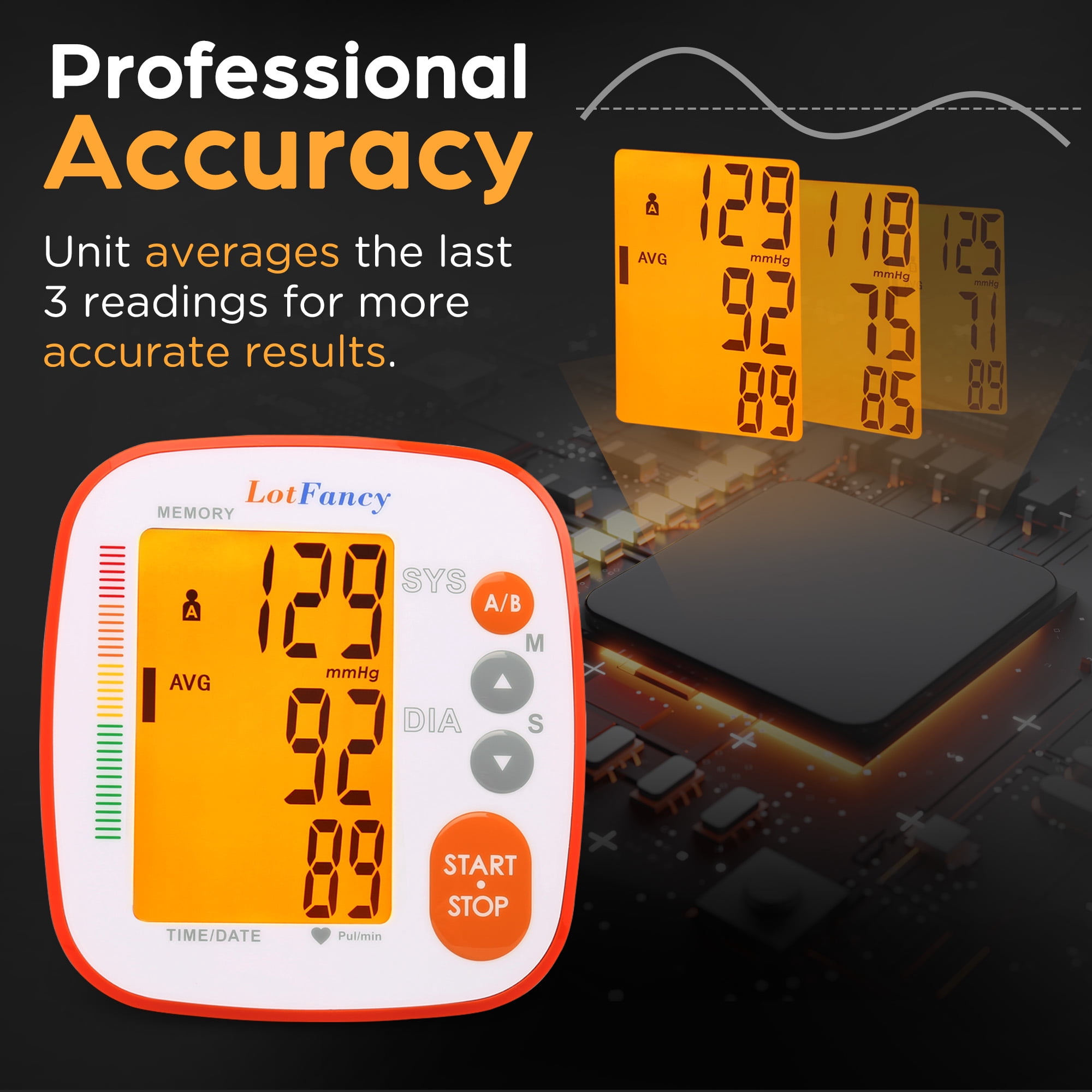 LotFancy Blood Pressure Monitor, Upper Arm Electric Blood Pressure Monitor for Home Trave, Rechargeable BP Monitors with  500 Recordings for 2 Users