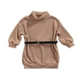 thumbnail image 1 of Robe Chandail pour Filles Bébé Hiver Automne Col Roulé Manches Longues Tricotée avec Ceinture Vert 3-4 Ans, 1 of 7