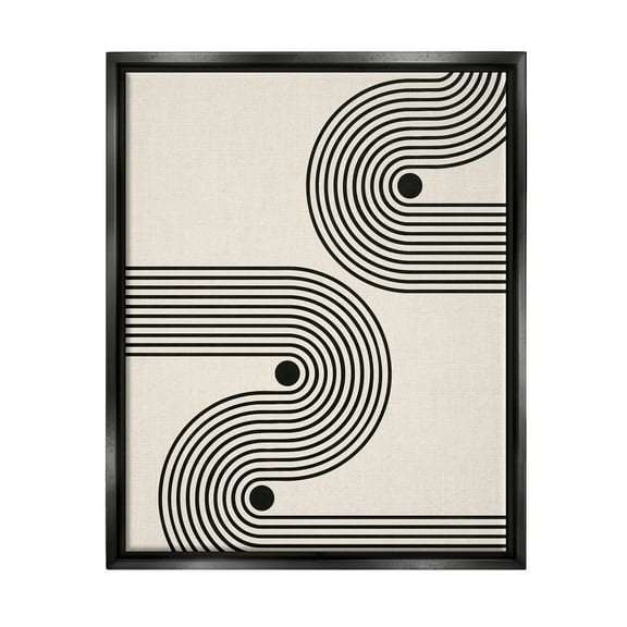 Stupell Industries Modern Black & Beige Wave Abstract Painting Black Floater Framed Art Print Wall Art, 17 x 21