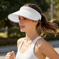 thumbnail image 4 of Women’s Linen Sun Visor Hat, Wide Brim UV Protection Cap, Lightweight Adjustable Headband Visor for Golf, Beach & Outdoor Activities(White), 4 of 5