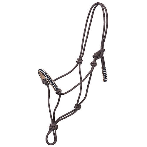 Tough-1 Mini Rope Halter w/ Crystals Brn/Tan/Blk