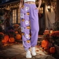 thumbnail image 2 of TOWED22 Women Halloween Sweatpants Cute Ghost Graphic Track Pants Drawstrings High Waisted Bottom Active Joggers with Pocket(Purple,XXXL), 2 of 7