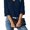 Navy Blue, variant on Casual Plain Top V neck Brown 3/4 Sleeve Women's Blouses S (4)
