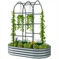 thumbnail image 1 of Galvanised Metal Raised Garden Bed with Arched Trellis, 5x3x6ft Silver Outdoor Planter Box for Vegetables and Herbs, Open Bottom Modular Design for Patio and Backyard Garden, 1 of 7