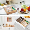 thumbnail image 3 of Plastic Wrap Organizer with Ziplock Bag Storage Organizer for Kitchen Drawer, Bamboo Wood Foil Dispenser with Cutter, Food Bag Holders for Sandwich, Snack, Gallon, Quart Bags, 3 of 6