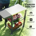 thumbnail image 3 of CoSoTower Outdoor Grill Cart w/ Foldable Side Table, 3-Tier Pizza Oven Stand w/ Stainless Steel Tabletop, Hooks, Wheels, 3 of 7