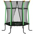 thumbnail image 1 of 63" Indoor Trampoline with Enclosure Net - Green Steel Frame, Safe Bungee Design for Ages 3-10, Playroom & Home Use, Durable & Lightweight Design, 1 of 7