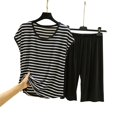 thumbnail image 4 of NMMUED Two Piece Sets for Women Two Piece Short Set for Women Pj Sets for Woman Capri Sets Women 2 Piece Outfits Loungewear, Black L, 4 of 4