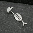 thumbnail image 2 of QQTDFG 925 Sterling Silver Fish Bone Crystal Belly Bar Button Navel Ring Piercing A4404-8mm, 2 of 8