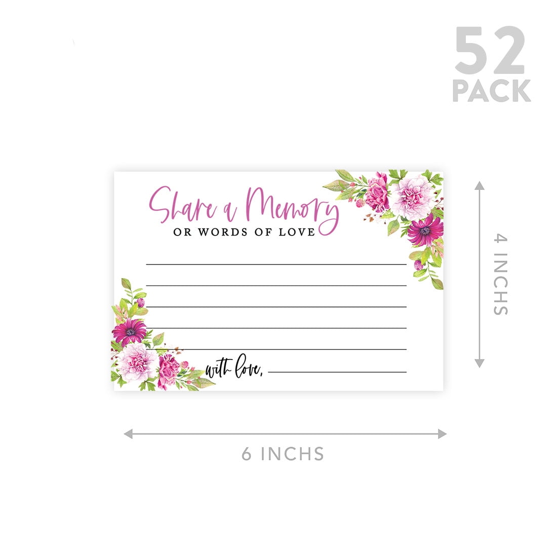 Koyal Wholesale Share a Memory Cards, Fuchsia Florals Cards for Wedding, Life Memories, 4" x 6", 52-Pk