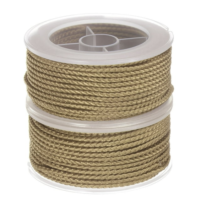 Unique Bargains 2 Packs Nylon Thread Twine Beading Cord 2mm Extra-Strong Braided Nylon Crafting String 11M/36 Feet, Camel