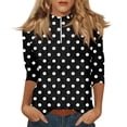 thumbnail image 2 of Zip-Front Polo Top for Women - Casual 3/4 Sleeve Blouse with Collar, Perfect for Golf, Tennis or Active Lifestyle Black S, 2 of 7