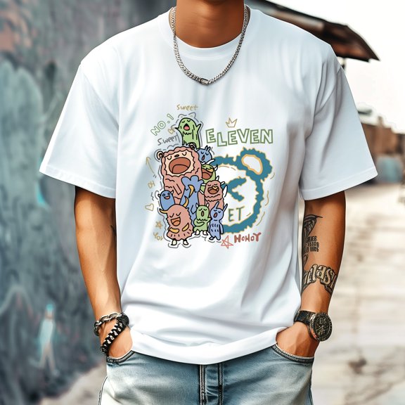 Men's T Shirt Round Neck Patterned Tee Summer New Sports Shirt Vintage Style Gift for Friends XS