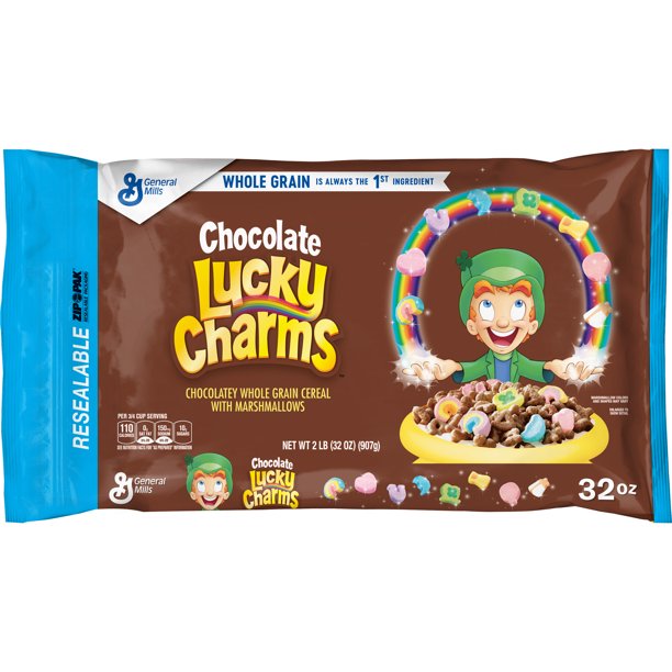 Chocolate Lucky Charms Breakfast Cereal, 32 oz Resealable Bag Walmart