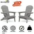 thumbnail image 4 of Bellemave Cedar Wood Folding Adirondack Chair Patio Furniture Lesiure Chair Lawn Chair Outdoor Wooden Chair Set for Garden and Poolside (Gray, Set of 2), 4 of 10