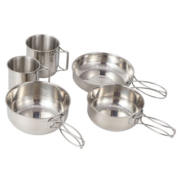 Cocina Plegable De Acero Inoxidable De 5 Uds., Juego De Cocina Multiusos Para Exteriores, Portátil Para Picnic, Senderismo, Mochilero Moyic OD007662-00